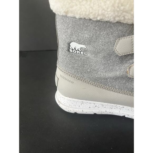 Sorel Grey Felt Sherpa Lining Short Winter Boot Women’s 6.5 Lace Up - Picture 2 of 12